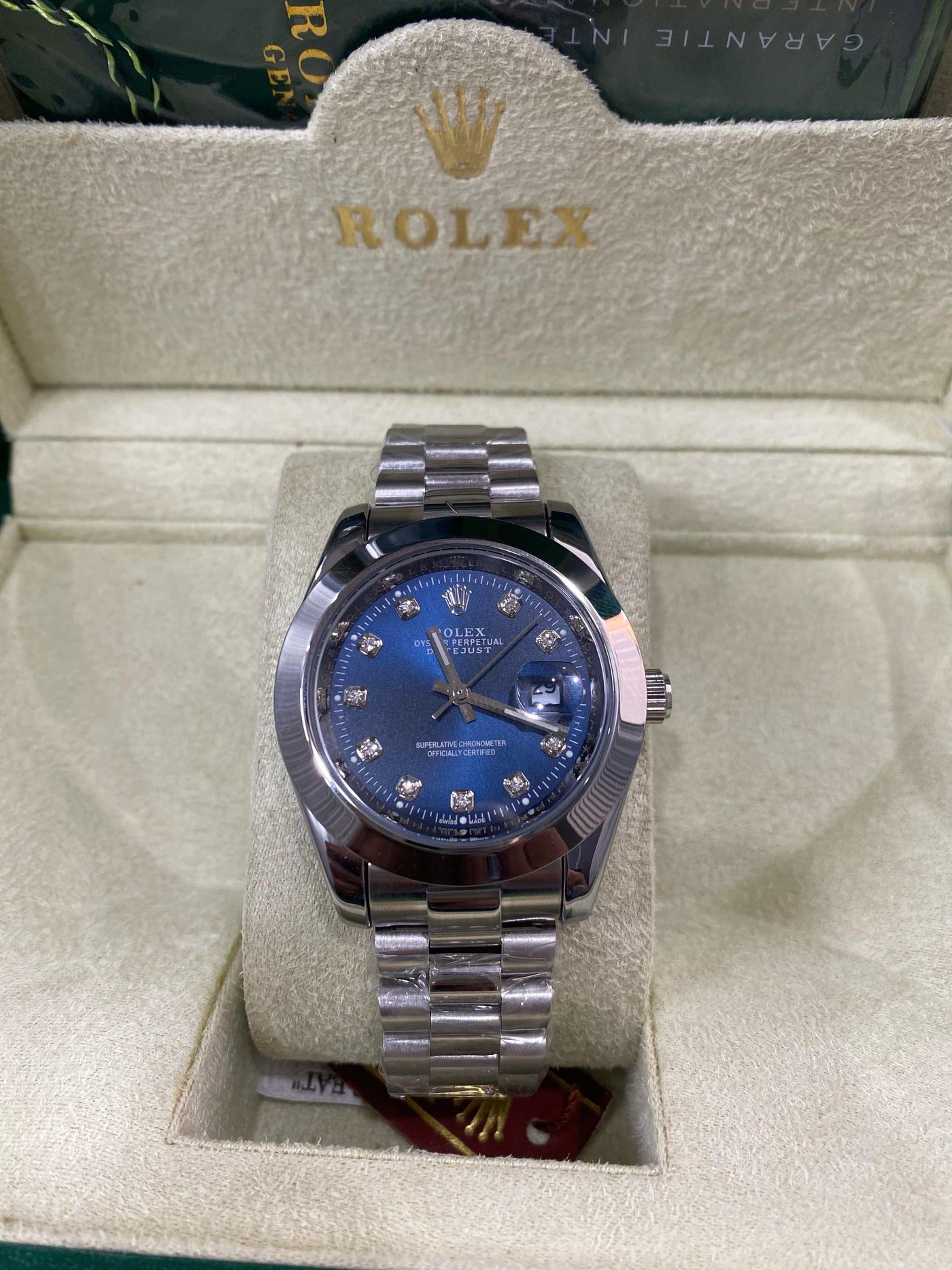 Rolex Oyster Perpetual Datejust  (Blue Dial with Diamond Hours)