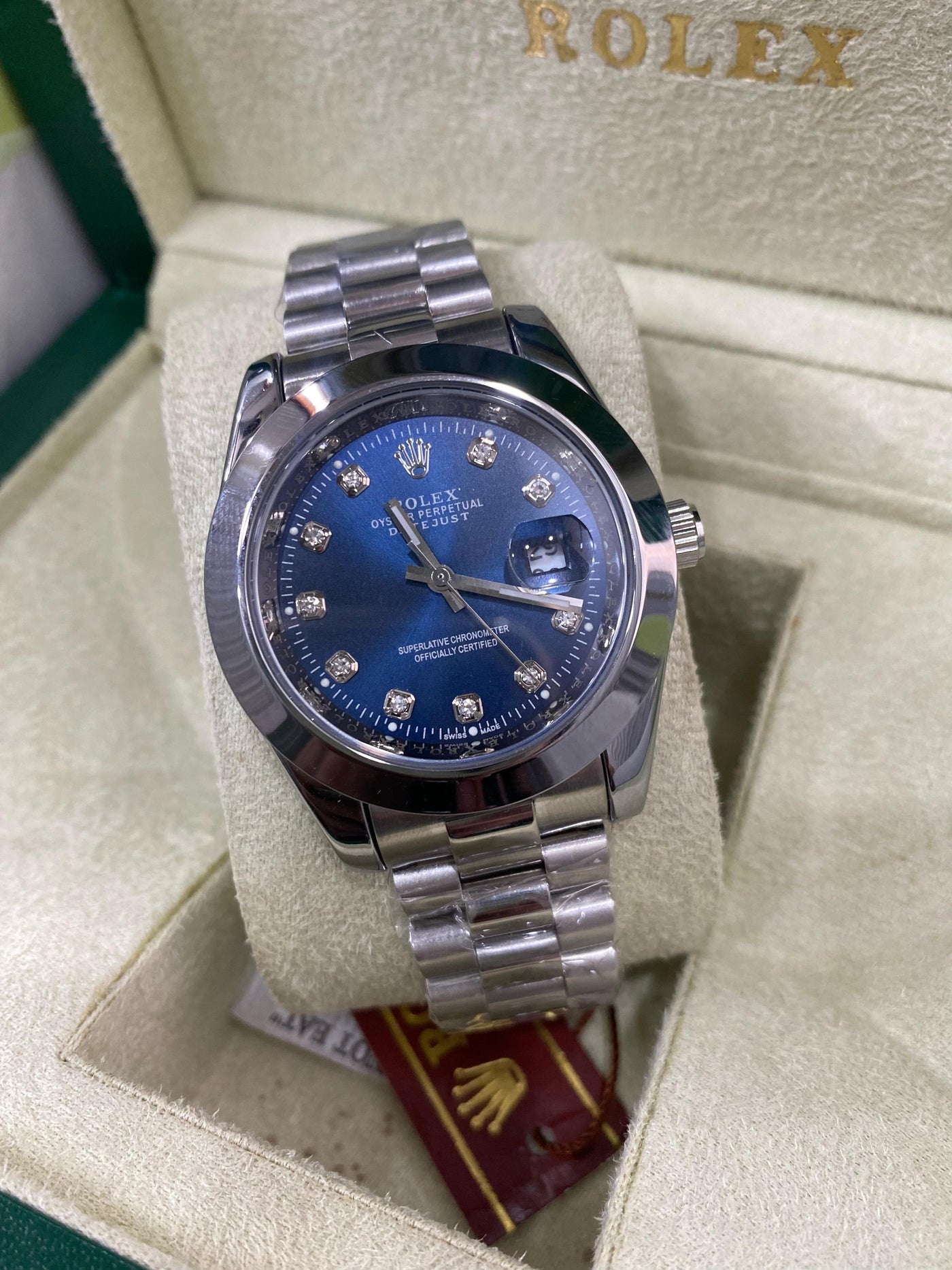 Rolex Oyster Perpetual Datejust  (Blue Dial with Diamond Hours)
