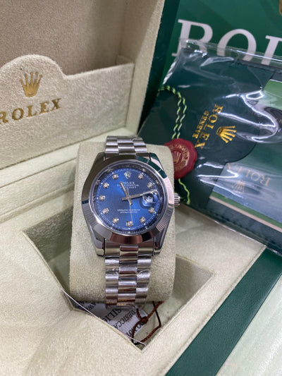 Rolex Oyster Perpetual Datejust  (Blue Dial with Diamond Hours)