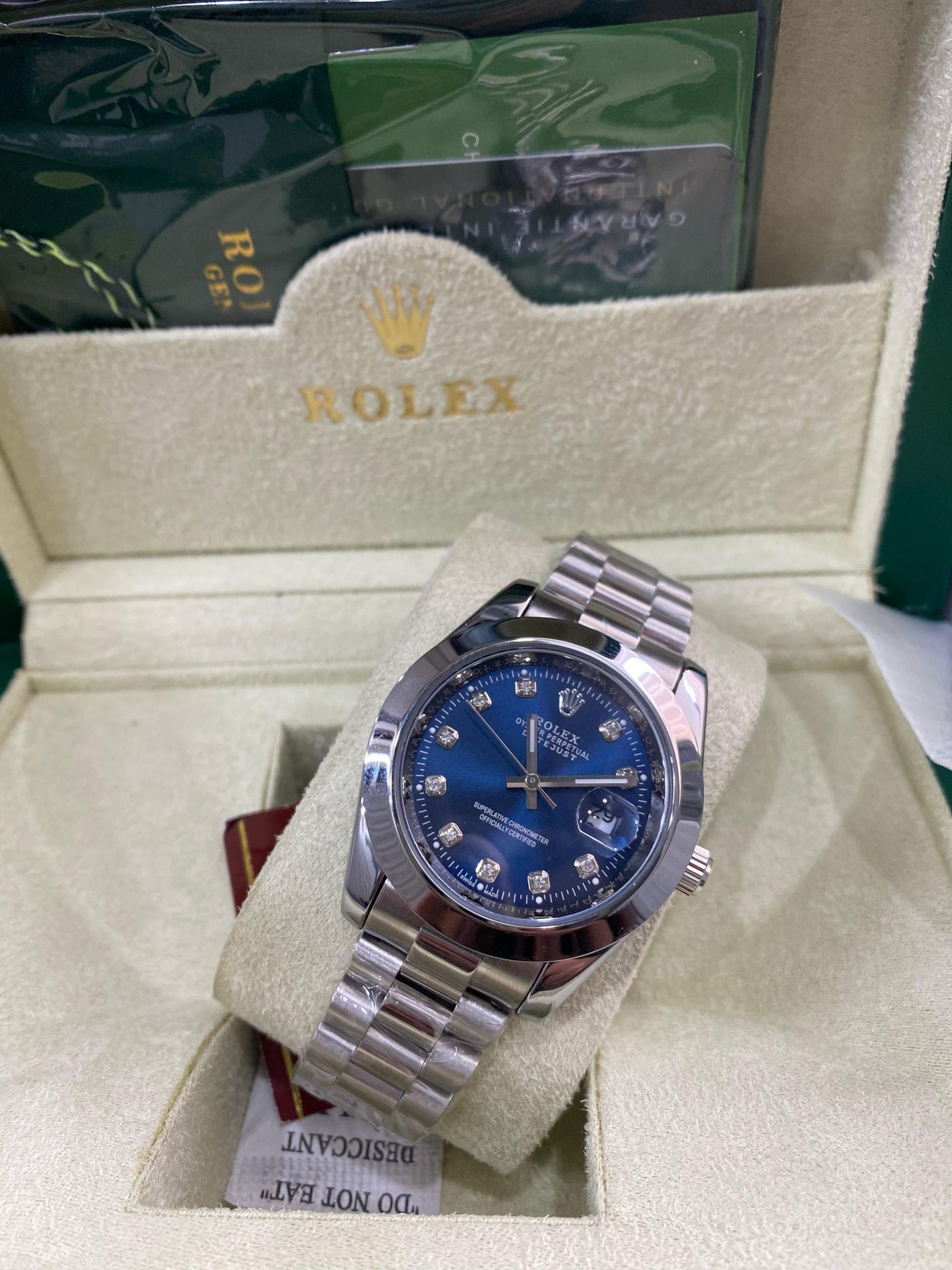 Rolex Oyster Perpetual Datejust  (Blue Dial with Diamond Hours)
