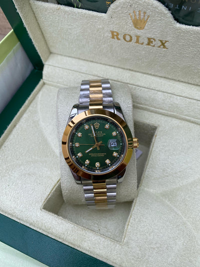 Rolex Oyster Perpetual Datejust  (Green with Diamond Hours)