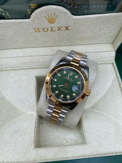 Rolex Oyster Perpetual Datejust  (Green with Diamond Hours)