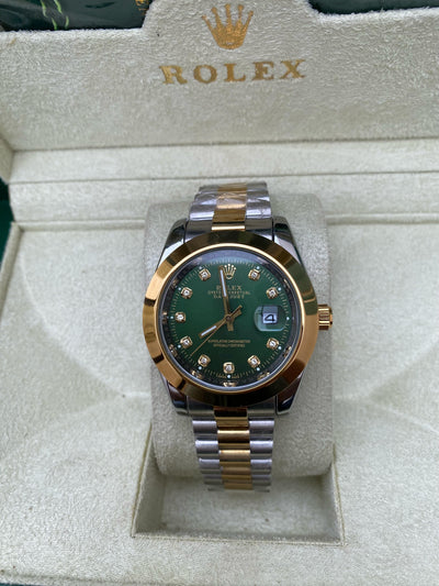 Rolex Oyster Perpetual Datejust  (Green with Diamond Hours)