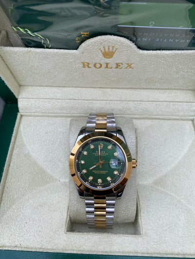Rolex Oyster Perpetual Datejust  (Green with Diamond Hours)